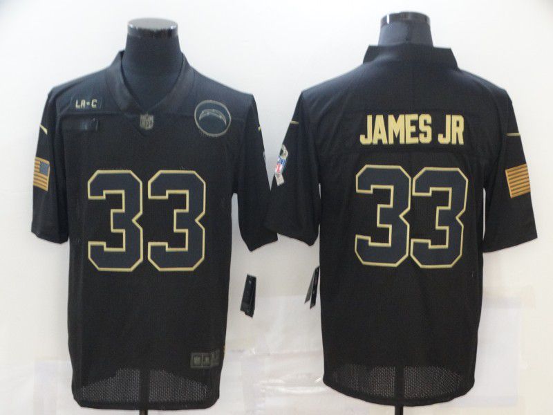 Men Los Angeles Chargers 33 James jr Black gold lettering 2020 Nike NFL Jersey